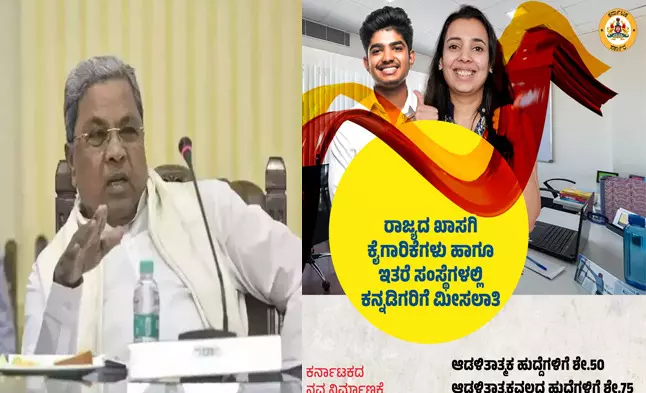 ಖಾಸಗಿ ಕೈಗಾರಿಕೆಗಳು, ಸಂಸ್ಥೆಗಳಲ್ಲಿ ಕನ್ನಡಿಗರಿಗೆ ಶೇ.50-75ರಷ್ಟು ಉದ್ಯೋಗ ಮೀಸಲಾತಿ : ಸಿದ್ದರಾಮಯ್ಯ