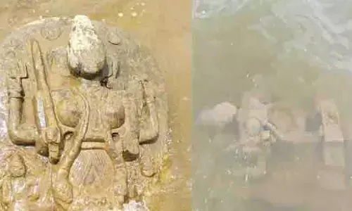 ದಾವಣಗೆರೆ | ಕೆರೆಯಲ್ಲಿ ಪುರಾತನ ಕಾಲದ ಶಿಲ್ಪ ಪತ್ತೆ