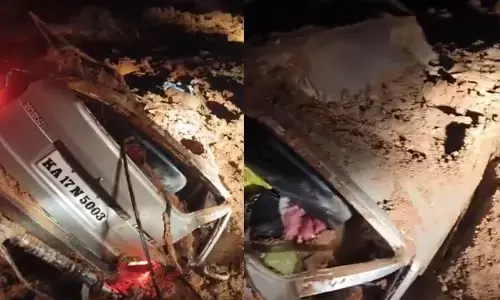 ಸಕಲೇಶಪುರ: ಚಲಿಸುತ್ತಿದ್ದ ಓಮ್ನಿ ಮೇಲೆ ಮಣ್ಣು ಕುಸಿತ; ಅಪಾಯದಿಂದ ಪಾರಾದ ಪ್ರಯಾಣಿಕರು