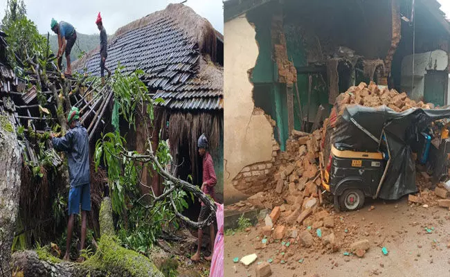 ಚಿಕ್ಕಮಗಳೂರಿನಲ್ಲಿ ತಗ್ಗಿದ ಮಳೆ | ಹೆಚ್ಚಿದ ಗಾಳಿಯ ಅಬ್ಬರಕ್ಕೆ ಮನೆ, ವಿದ್ಯುತ್ ಕಂಬಗಳಿಗೆ ಹಾನಿ