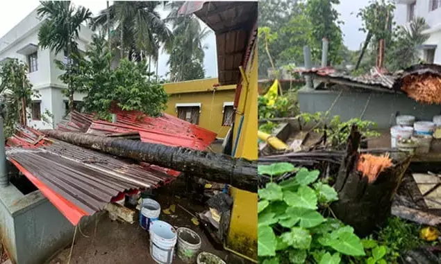 ಕುಂದಾಪುರ| ಆನಗಳ್ಳಿಯಲ್ಲಿ ಮನೆ ಮೇಲೆ ಮರ ಬಿದ್ದು ಅಪಾರ ಹಾನಿ