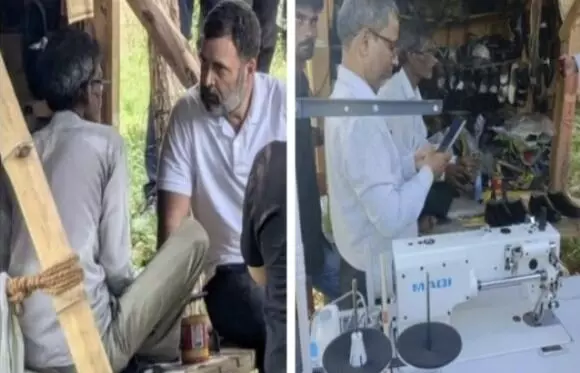 ಇತ್ತೀಚೆಗೆ ಭೇಟಿಯಾಗಿದ್ದ ಚಮ್ಮಾರನಿಗೆ ಹೊಲಿಗೆ ಯಂತ್ರ ಉಡುಗೊರೆ ನೀಡಿದ ರಾಹುಲ್ ಗಾಂಧಿ ಇತ್ತೀಚೆಗೆ ಭೇಟಿಯಾಗಿದ್ದ ಚಮ್ಮಾರನಿಗೆ ಹೊಲಿಗೆ ಯಂತ್ರ ಉಡುಗೊರೆ ನೀಡಿದ ರಾಹುಲ್ ಗಾಂಧಿ