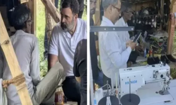 ಇತ್ತೀಚೆಗೆ ಭೇಟಿಯಾಗಿದ್ದ ಚಮ್ಮಾರನಿಗೆ ಹೊಲಿಗೆ ಯಂತ್ರ ಉಡುಗೊರೆ ನೀಡಿದ ರಾಹುಲ್ ಗಾಂಧಿ