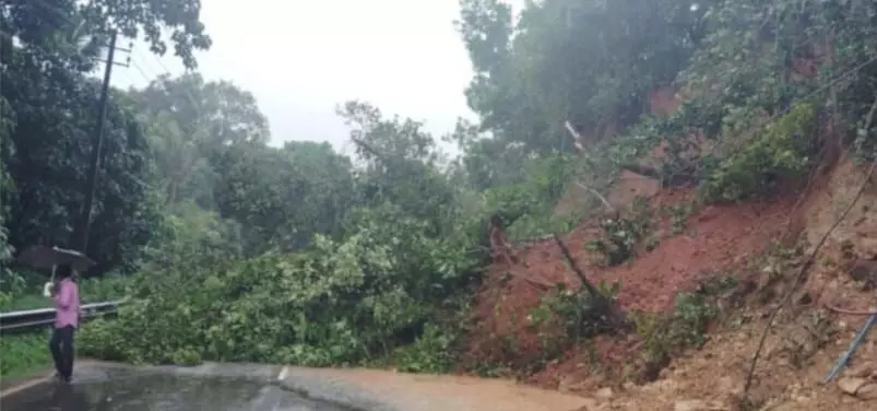 ಕುಂಬ್ರ: ಶೇಖಮಲೆಯಲ್ಲಿ ಗುಡ್ಡ ಕುಸಿತ; ರಸ್ತೆ ಸಂಚಾರ ಬಂದ್