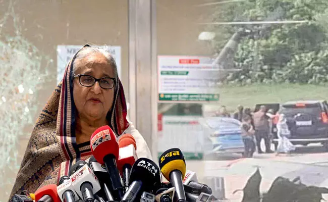 ದಿಲ್ಲಿಯ ಹಿಂಡನ್ ವಾಯುನೆಲೆಗೆ ಬಂದಿಳಿದ ಶೇಖ್ ಹಸೀನಾ