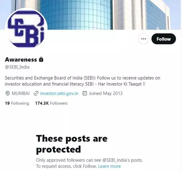 ಹಿಂಡೆನ್ ಬರ್ಗ್ ನಿಂದ ಸ್ಫೋಟಕ ವರದಿ ಬರುತ್ತಿದ್ದಂತೆ ಸೆಬಿ ಎಕ್ಸ್ ಖಾತೆ ಲಾಕ್! ಹಿಂಡೆನ್ ಬರ್ಗ್ ನಿಂದ ಸ್ಫೋಟಕ ವರದಿ ಬರುತ್ತಿದ್ದಂತೆ ಸೆಬಿ ಎಕ್ಸ್ ಖಾತೆ ಲಾಕ್!