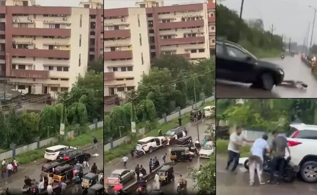 ಥಾಣೆ| ರಸ್ತೆಯಲ್ಲಿ ವಾಹನ ಸವಾರರ ಮಧ್ಯೆ ಘರ್ಷಣೆ: ಪಾದಚಾರಿಯನ್ನು ಎಳೆದೊಯ್ದ ಎಸ್‌ಯುವಿ ಕಾರು