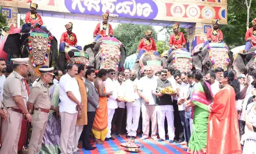 ದಸರಾ ಜಂಬೂಸವಾರಿ | ಮೈಸೂರಿನತ್ತ ಹೆಜ್ಜೆ ಹಾಕಿದ ಗಜಪಡೆ