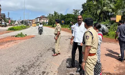 ಕೆಳಪರ್ಕಳ ರಾಷ್ಟ್ರೀಯ ಹೆದ್ದಾರಿಯಲ್ಲಿ ಹದಗೆಟ್ಟ ರಸ್ತೆ: ಪರಿಶೀಲನೆ