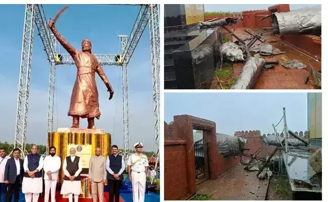 ಕುಸಿದ ಶಿವಾಜಿ ಪ್ರತಿಮೆ ನಿರ್ಮಿಸಿದ್ದು ತಾನೆಂದ ನೌಕಾಪಡೆ!