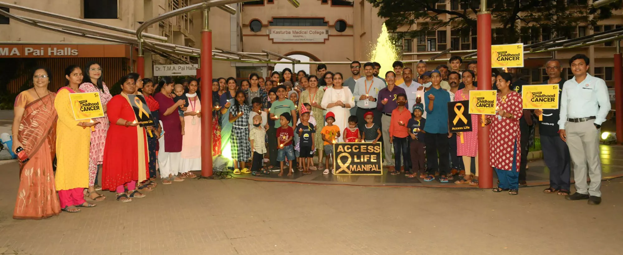 ಮಕ್ಕಳ ಕ್ಯಾನ್ಸರ್ ಜಾಗೃತಿ ಮಾಸಾಚರಣೆ: ಚಿನ್ನದ ಬಣ್ಣದಲ್ಲಿ ಬೆಳಗಿದ ಕೆಎಂಸಿ ಆಸ್ಪತ್ರೆ ಪರಿಸರ
