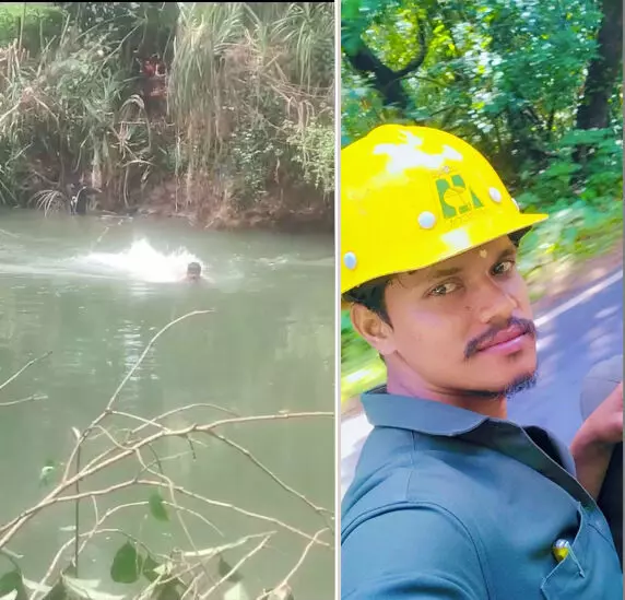 ಹೆಬ್ರಿ: ಈಜಿಕೊಂಡು ಹೊಳೆ ದಾಟಿ ವಿದ್ಯುತ್ ಸಮಸ್ಯೆ ಬಗೆಹರಿಸಿದ ಮೆಸ್ಕಾಂ ಸಿಬ್ಬಂದಿ