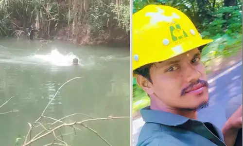 ಹೆಬ್ರಿ: ಈಜಿಕೊಂಡು ಹೊಳೆ ದಾಟಿ ವಿದ್ಯುತ್ ಸಮಸ್ಯೆ ಬಗೆಹರಿಸಿದ ಮೆಸ್ಕಾಂ ಸಿಬ್ಬಂದಿ