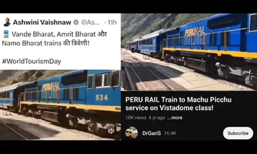 ಪೆರು ಗಣರಾಜ್ಯದ ರೈಲನ್ನು ವಂದೇ ಭಾರತ್ ರೈಲು ಎಂದು ವಿಡಿಯೋ ಹಂಚಿಕೊಂಡ ಕೇಂದ್ರ ರೈಲ್ವೇ ಸಚಿವ