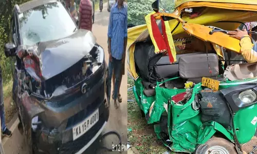 ಸಾಗರ | ಕಾರು-ಅಟೋ ರಿಕ್ಷಾ ನಡುವೆ ಭೀಕರ ರಸ್ತೆ ಅಪಘಾತ : ಇಬ್ಬರು ಮೃತ್ಯು, ಮೂವರಿಗೆ ಗಾಯ