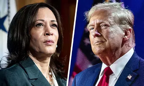 Photo of Donald Trump, Kamala Harris
