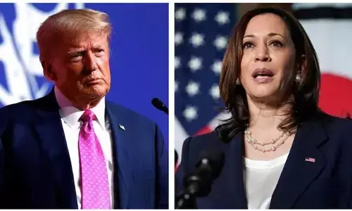 Photo of Donald Trump and Kamala Harris