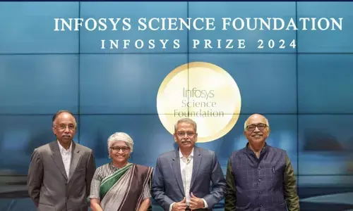 S.D. Shibulal, co-founder, Infosys Limited, Pratima Murthy, Director, NIMHANS, S. Gopalakrishnan, President - Board of Trustees, Infosys Science Foundation and K. Dinesh, Co-founder, Infosys Limited.