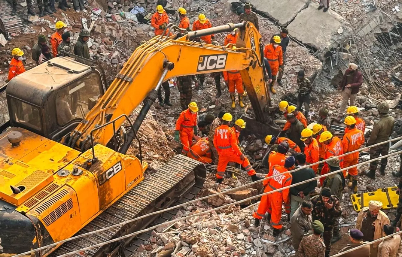 Photo of building collapse in Mohali