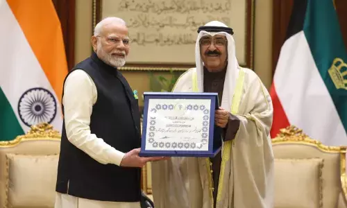 Photo of Narendra Modi receiving Kuwaits highest honour The Order of Mubarak Al Kabeer
