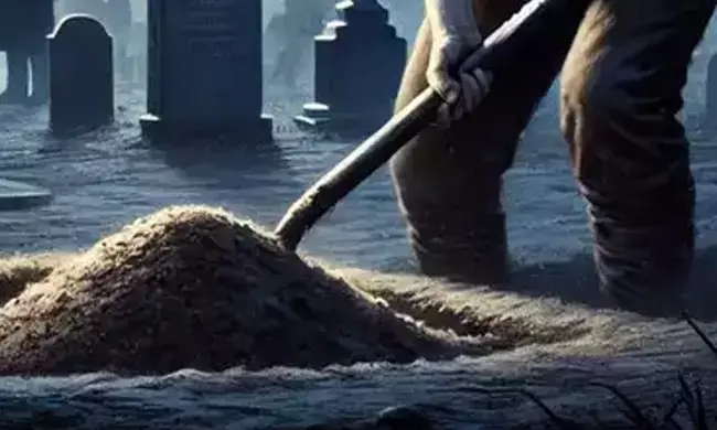 Photo of  digigging grave