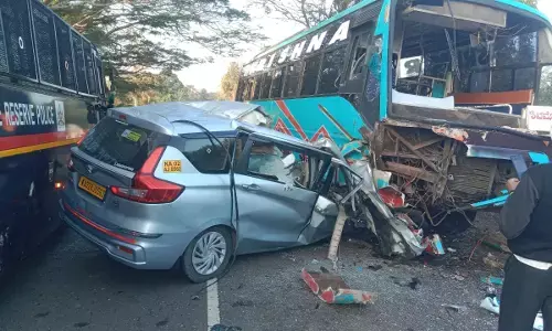 ಸಾಗರ: ಕಾರು-ಬಸ್ ಢಿಕ್ಕಿ; ಇಬ್ಬರು ಮೃತ್ಯು