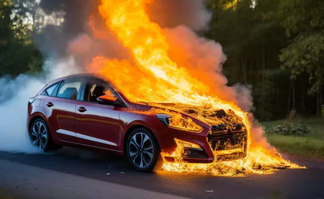 car on fire