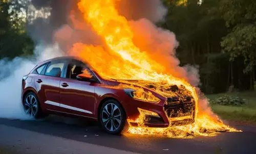 car on fire