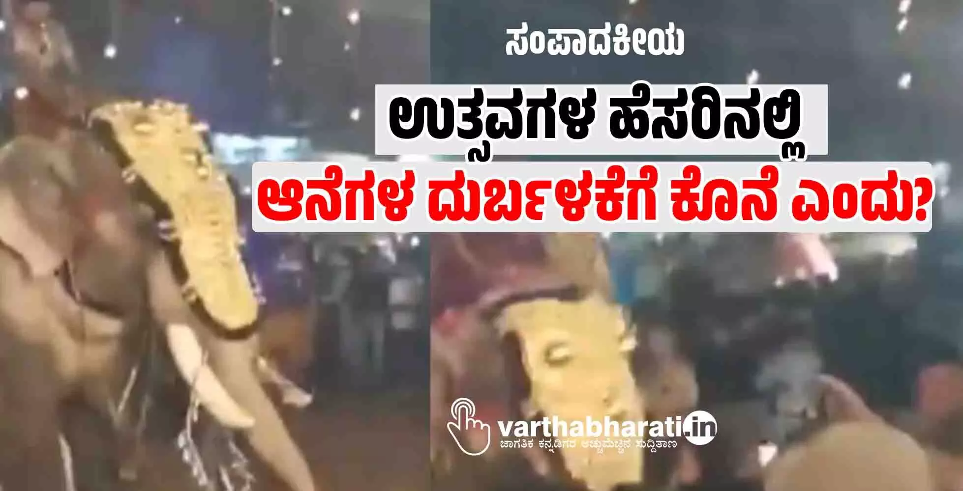 ಉತ್ಸವಗಳ ಹೆಸರಿನಲ್ಲಿ ಆನೆಗಳ ದುರ್ಬಳಕೆಗೆ ಕೊನೆ ಎಂದು? ಉತ್ಸವಗಳ ಹೆಸರಿನಲ್ಲಿ ಆನೆಗಳ ದುರ್ಬಳಕೆಗೆ ಕೊನೆ ಎಂದು?