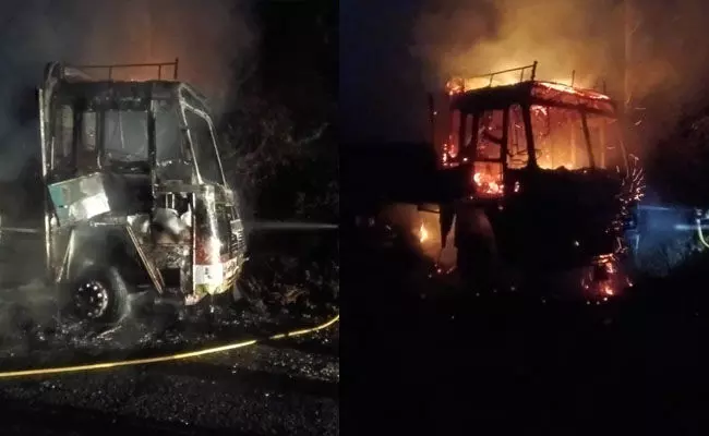 ಕಡೂರು | ನಡು ರಸ್ತೆಯಲ್ಲೇ ಹೊತ್ತಿ ಉರಿದ ಲಾರಿ; ಚಾಲಕ ಅಪಾಯದಿಂದ ಪಾರು