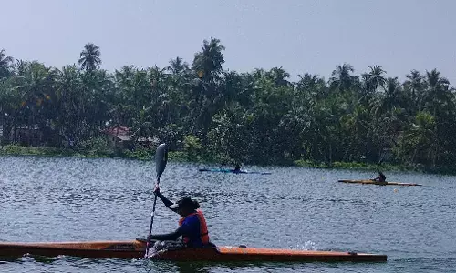 ಕರ್ನಾಟಕ ಕ್ರೀಡಾಕೂಟ: ಮಡಿಸಾಲು ಹೊಳೆಯಲ್ಲಿ ಕಯಾಕಿಂಗ್ ಸ್ಪರ್ಧೆ