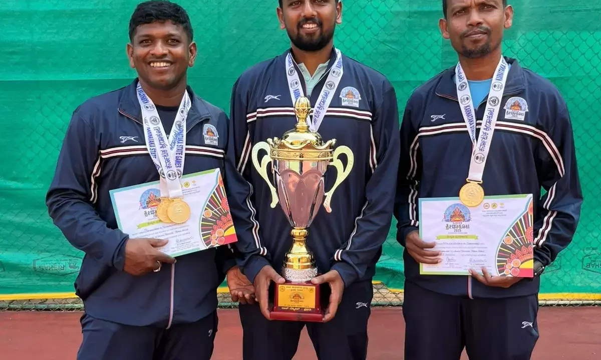 ಕರ್ನಾಟಕ ಕ್ರೀಡಾಕೂಟ: ದಾವಣಗೆರೆ ತಂಡಕ್ಕೆ ಟೆನಿಸ್ ಟೀಮ್ ಚಿನ್ನದ ಪದಕ