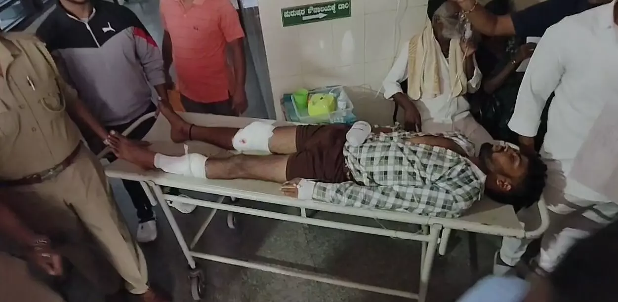 ಮಂಡ್ಯ | ಬಂಧನದ ವೇಳೆ ಪೋಲೀಸ್ ಸಿಬ್ಬಂದಿಗೆ ಚಾಕು ಇರಿತ; ಹತ್ಯೆ ಆರೋಪಿ ಕಾಲಿಗೆ ಗುಂಡೇಟು