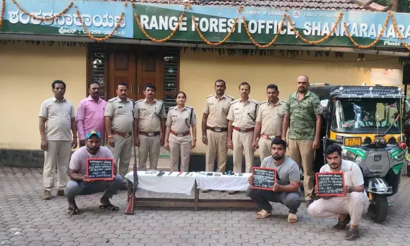 ಕಾಡು ಪ್ರಾಣಿ ಬೇಟೆಗೆ ಸಂಚು: ಮೂವರು ಆರೋಪಿಗಳ ಬಂಧನ