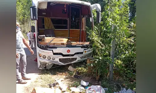 ಮೂಡಿಗೆರೆ | ಚಾಲಕನ ನಿಯಂತ್ರಣ ತಪ್ಪಿ ಪ್ರವಾಸಿಗರಿದ್ದ ಬಸ್‌ ಮರಕ್ಕೆ‌ ಢಿಕ್ಕಿ; ನಾಲ್ವರಿಗೆ ಗಂಭೀರ ಗಾಯ