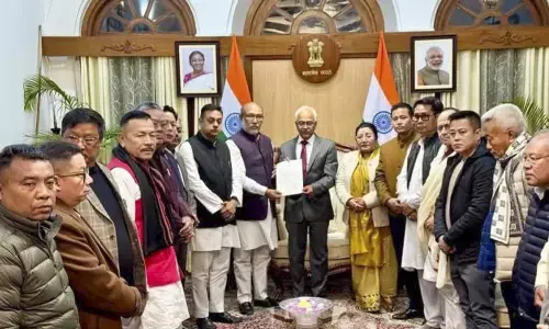 Photo of Biren Singh resigning from CM post