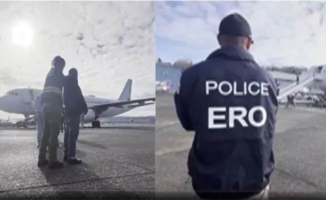 ಅಕ್ರಮ ವಲಸಿಗರಿಗೆ ಕೈಕೋಳ ತೊಡಿಸಿ, ಅಮೆರಿಕದಿಂದ ಗಡಿಪಾರು ಮಾಡುತ್ತಿರುವ ವೀಡಿಯೊ ಹಂಚಿಕೊಂಡ ಶ್ವೇತ ಭವನ