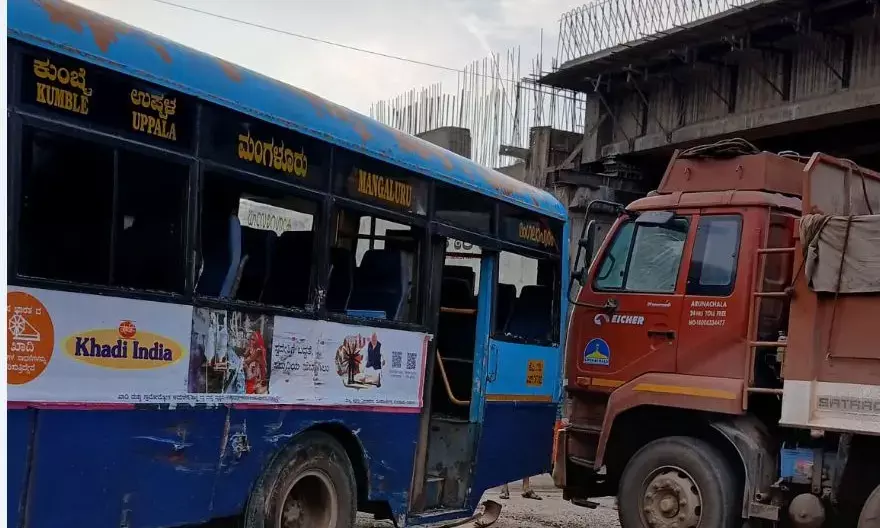 ಉಪ್ಪಿನಂಗಡಿ| ಬಸ್‍ಗೆ ಲಾರಿ ಢಿಕ್ಕಿ: ಹಲವರಿಗೆ ಗಾಯ