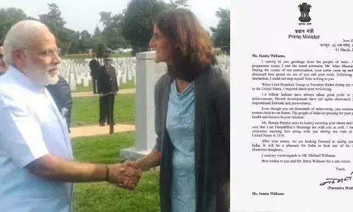 ಭಾರತಕ್ಕೆ ಭೇಟಿ ನೀಡುವಂತೆ ಸುನೀತಾ ವಿಲಿಯಮ್ಸ್‌ಗೆ ಪತ್ರ ಬರೆದ ಪ್ರಧಾನಿ ಮೋದಿ