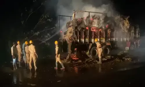 ಬೀದರ್ | ಆಕಸ್ಮಿಕ ಬೆಂಕಿ; ಹೊತ್ತಿ ಉರಿದ ಲಾರಿ