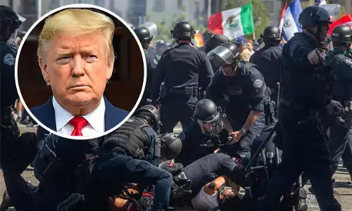 ವಲಸೆ ನೀತಿಗೆ ವಿರೋಧ| ಲಾಸ್ ಏಂಜಲೀಸ್ ತೀವ್ರಗೊಂಡ ಪ್ರತಿಭಟನೆ; ಮಾಸ್ಕ್ ಧರಿಸಿರುವ ವ್ಯಕ್ತಿಗಳನ್ನು ಬಂಧಿಸಲು ಟ್ರಂಪ್ ಆದೇಶ