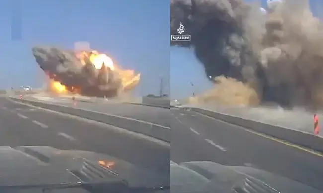 ಇಸ್ರೇಲ್ ನಗರದ ಮೇಲೆ ಇರಾನ್ ಕ್ಷಿಪಣಿ ಅಪ್ಪಳಿಸುವ ದೃಶ್ಯ ಕಾರಿನ ಡ್ಯಾಶ್ ಕ್ಯಾಮೆರಾದಲ್ಲಿ ಸೆರೆ