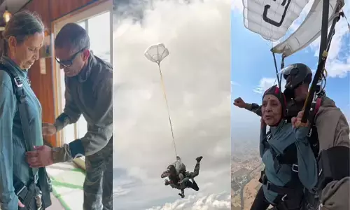 ತನ್ನ 80ನೇ ಜನ್ಮದಿನಾಚರಣೆಯನ್ನು ಆಚರಿಸಿಕೊಳ್ಳಲು ಸ್ಕೈಡೈವ್ ಮಾಡಿದ ಭಾರತೀಯ ಸೇನೆಯ ಮಾಜಿ ಯೋಧನ 80 ವರ್ಷದ ತಾಯಿ!