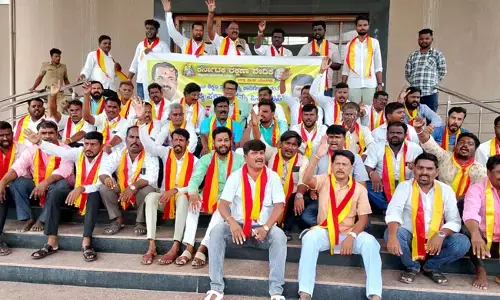 ಯಾದಗಿರಿ | ದ್ವಿಭಾಷಾ ನೀತಿ ಜಾರಿಗೆ ತರಲು ಒತ್ತಾಯಿಸಿ ಕರವೇಯಿಂದ ಪ್ರತಿಭಟನೆ