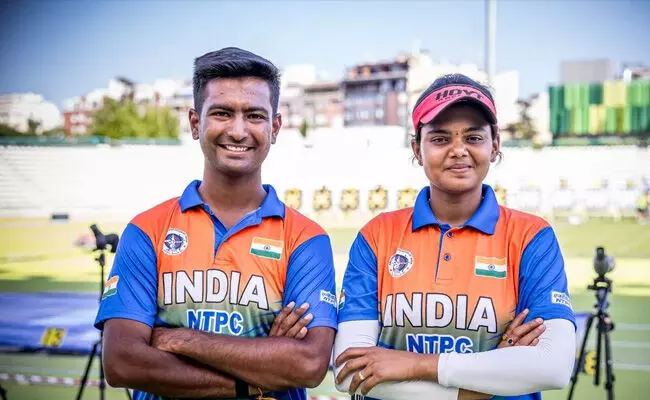 ಬಿಲ್ಲುಗಾರಿಕೆ ವಿಶ್ವಕಪ್-2025 | ಕಾಂಪೌಂಡ್ ಮಿಶ್ರ ತಂಡ ವಿಭಾಗದಲ್ಲಿ ವಿಶ್ವ ದಾಖಲೆ ನಿರ್ಮಿಸಿದ ರಿಷಭ್, ಜ್ಯೋತಿ