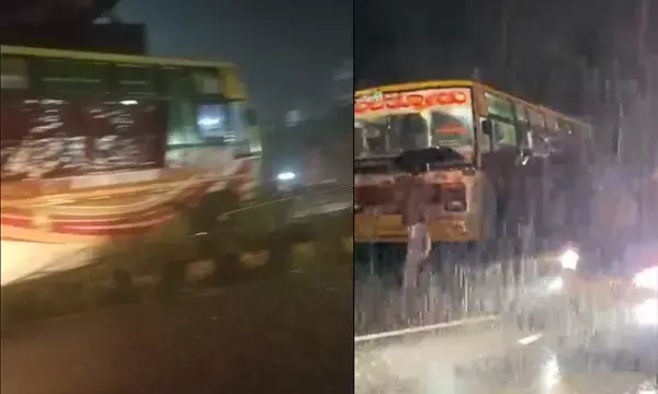 ನಾಟೆಕಲ್‌ನಲ್ಲಿ ಬಸ್ ಬ್ರೇಕ್ ಫೈಲ್; ಹಿಮ್ಮುಖವಾಗಿ ಚಲಿಸಿದ ಬಸ್