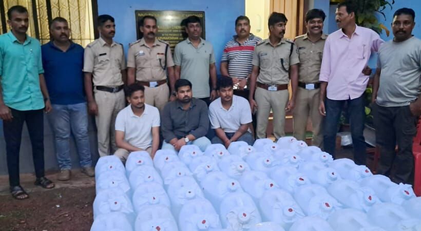 ಕಾಸರಗೋಡು:  ಅಕ್ರಮ ಸ್ಪಿರಿಟ್ ಸಾಗಾಟ;‌ ಮೂವರ ಬಂಧನ