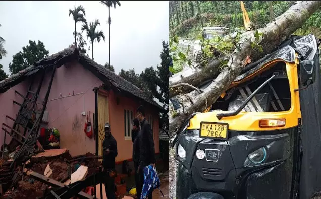 ಕೊಡಗಿನಲ್ಲಿ ಬಿರುಗಾಳಿ ಸಹಿತ ವ್ಯಾಪಕ ಮಳೆ: ಧರೆಗುರುಳಿದ ನೂರಾರು ಮರಗಳು, ವಿದ್ಯುತ್ ಕಂಬಗಳು ಕೊಡಗಿನಲ್ಲಿ ಬಿರುಗಾಳಿ ಸಹಿತ ವ್ಯಾಪಕ ಮಳೆ: ಧರೆಗುರುಳಿದ ನೂರಾರು ಮರಗಳು, ವಿದ್ಯುತ್ ಕಂಬಗಳು