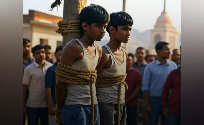 ಉತ್ತರ ಪ್ರದೇಶ | ಇಬ್ಬರು ದಲಿತ ಯುವಕರನ್ನು ಕಂಬಕ್ಕೆ ಕಟ್ಟಿ ಥಳಿಸಿದ ಗುಂಪು