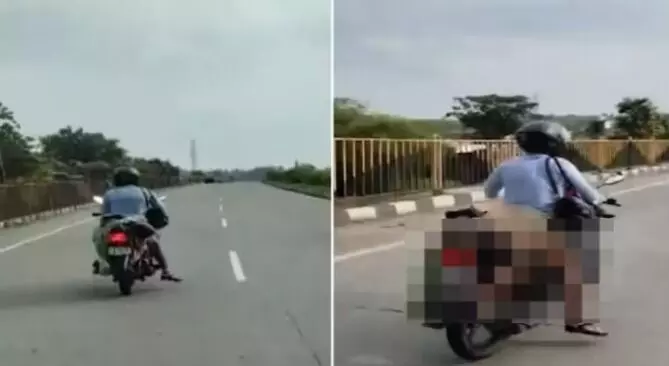 ನಾಗ್ಪುರ| ಅಪಘಾತದಲ್ಲಿ ಮೃತಪಟ್ಟ ಪತ್ನಿಯ ಮೃತದೇಹವನ್ನು ಬೈಕ್‌ನಲ್ಲಿ ಸಾಗಿಸಿದ ಪತಿ; ವೀಡಿಯೊ ವೈರಲ್